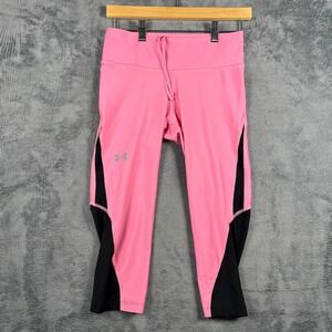Under Armour Compression Leggings Womens Medium Pink Black Heatgear Athleisure